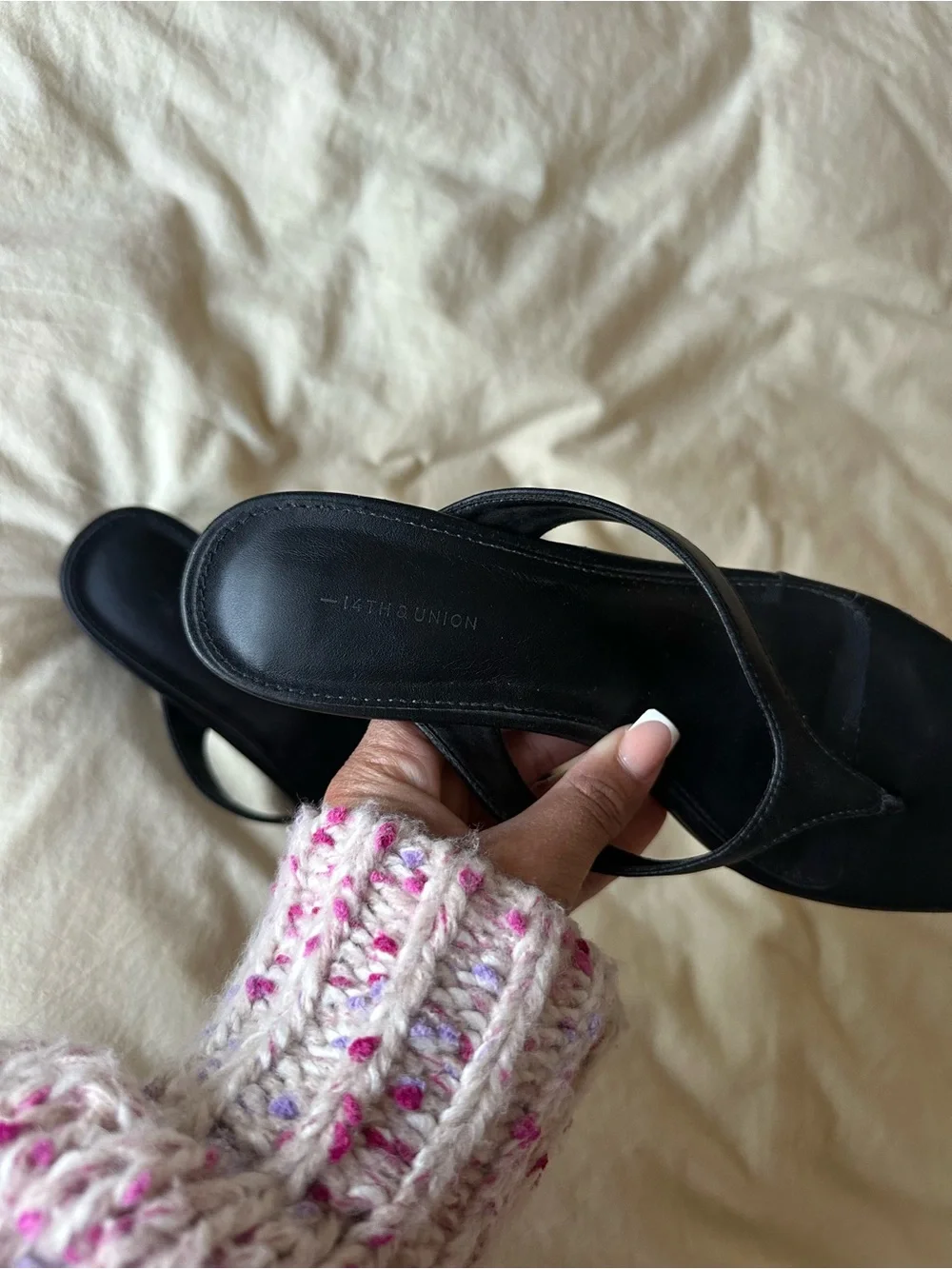 14th and Union Women’s Black Square-Toe Block Heel Sandals